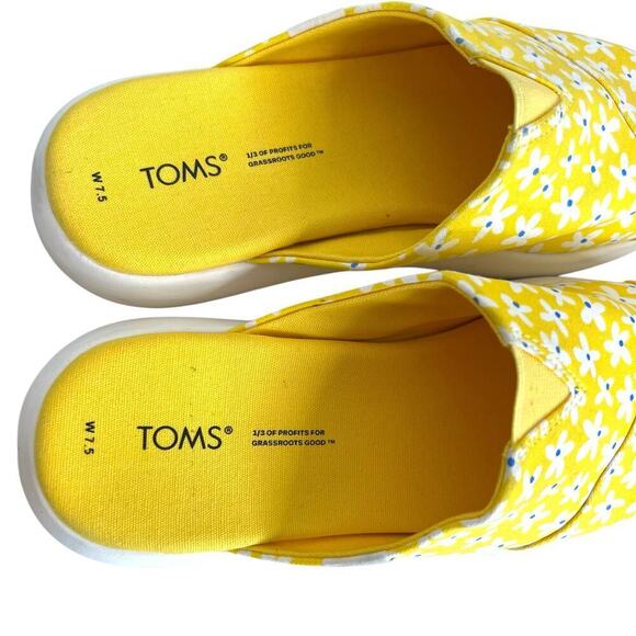 TOMS Alpargata Mallow Mule Yellow With White Daisy Print Women's Size 7.5 - Picture 7 of 11